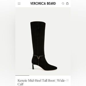 Veronica Beard Black Kenzie Mid-Heel Wide Calf Boots